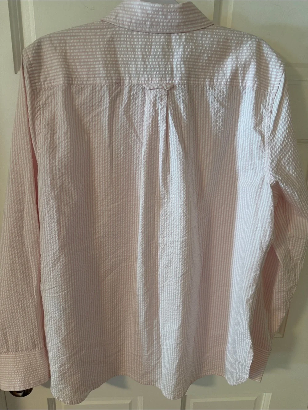 J.Crew Women’s Pink Cotton Pinstripe Seersucker Button Down Preppy Size 10